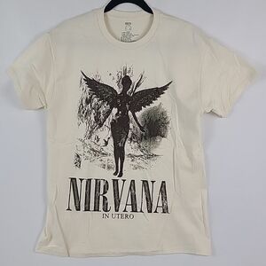 NEW Nirvana In Utero Distressed Off White Short Sleeve T-Shirt Adult Tee Sz M